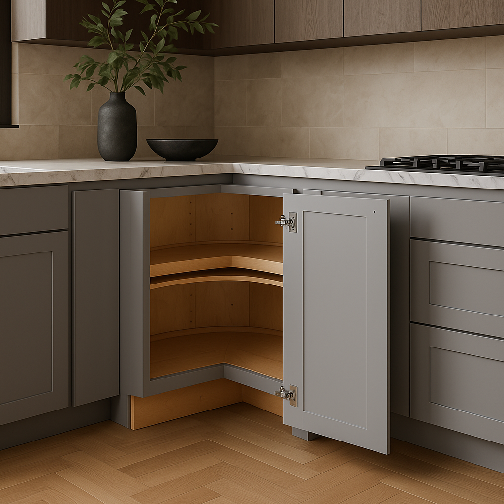 Home Decorators Collection Tremont Lazy Susan Corner Kitchen Cabinet, Pearl Gray