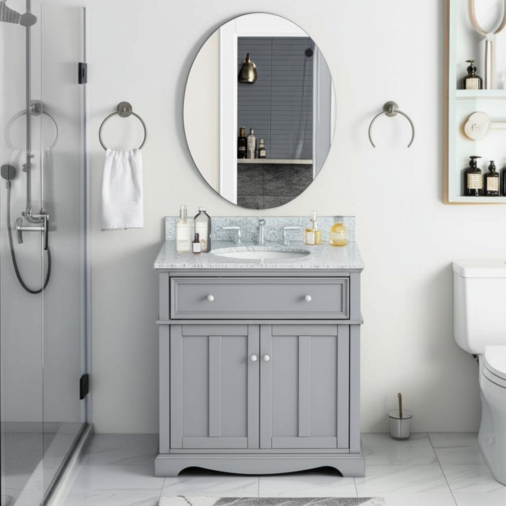 Home Decorators Collection Fremont 32" Gray Bath Vanity with Granite Top