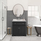Home Decorators Collection Fremont 32" Single Sink Black Vanity with Marble Top