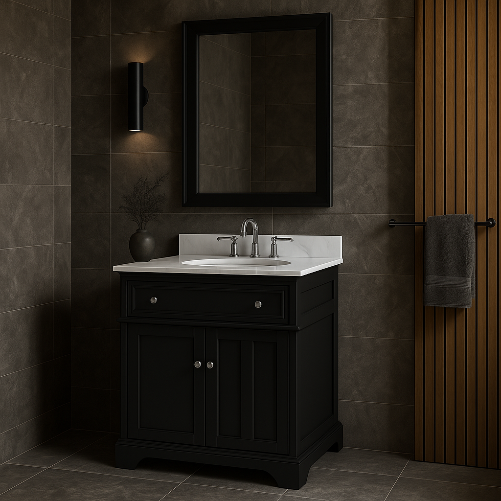 Home Decorators Collection Fremont 32" Single Sink Black Vanity with Marble Top