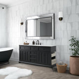 Home Decorators Collection Fremont 72" Double Sink Black Vanity with Marble Top