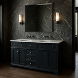 Home Decorators Collection Fremont 72" Double Sink Black Vanity with Marble Top