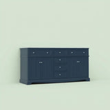 Home Decorators Collection Fremont 72" Double Sink Navy Blue Vanity with Grey Granite Top