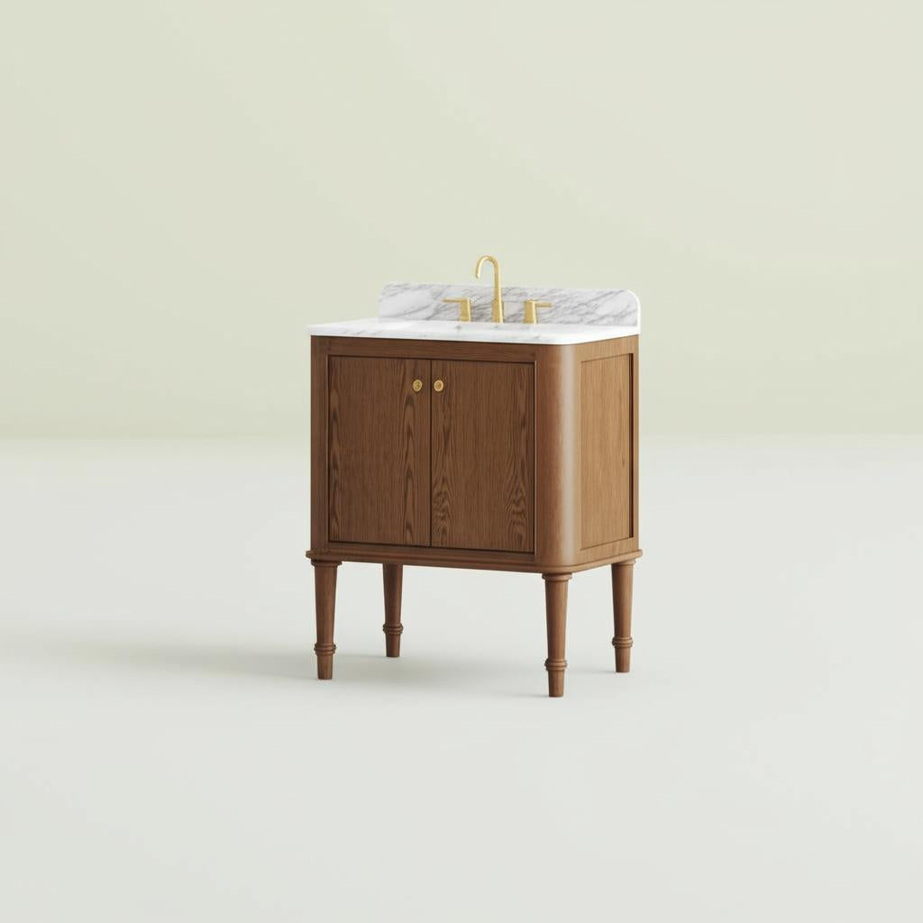 Home Decorators Collection Collette 30" Single Sink Vanity in Cinnamon Oak with Carrara Marble Top