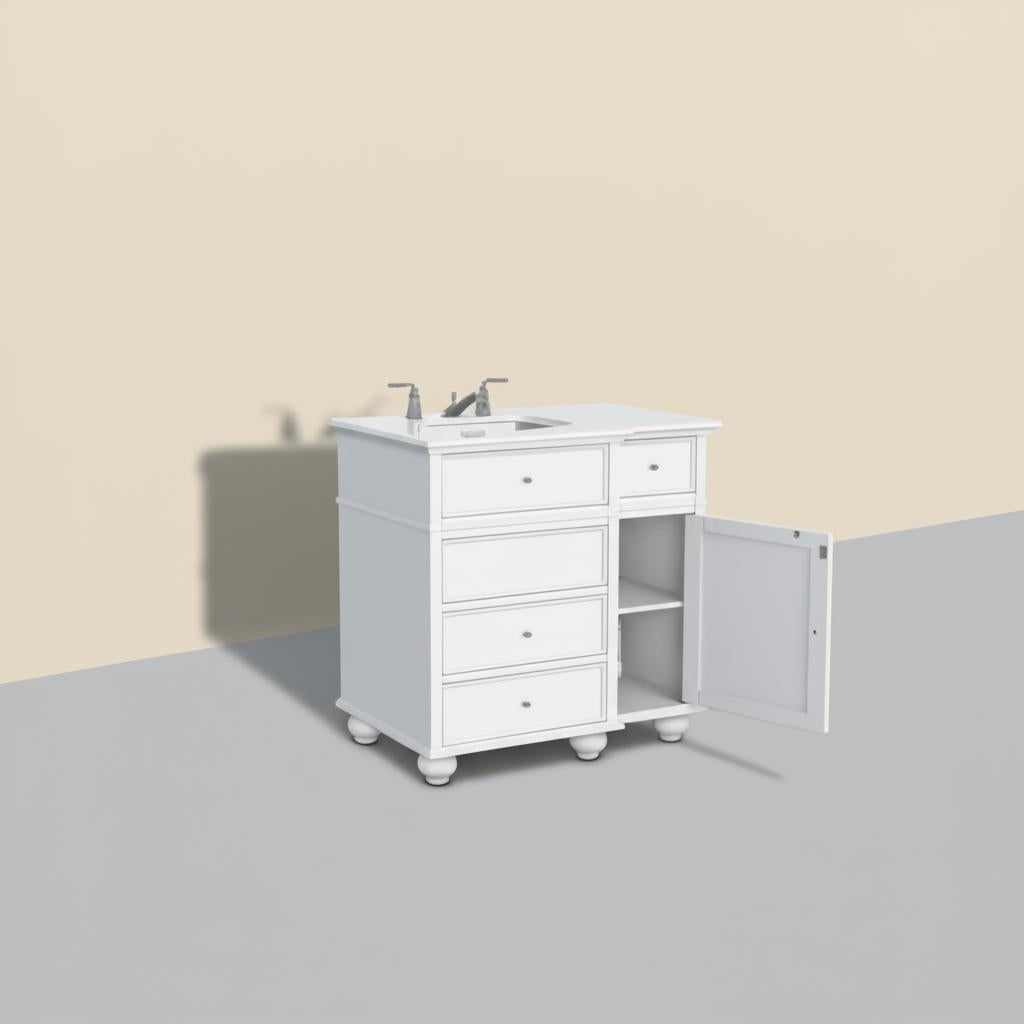 Home Decorators Collection Hampton Harbor 36" Freestanding Bath Vanity with White Marble Top