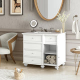Home Decorators Collection Hampton Harbor 36" Freestanding Bath Vanity with White Marble Top