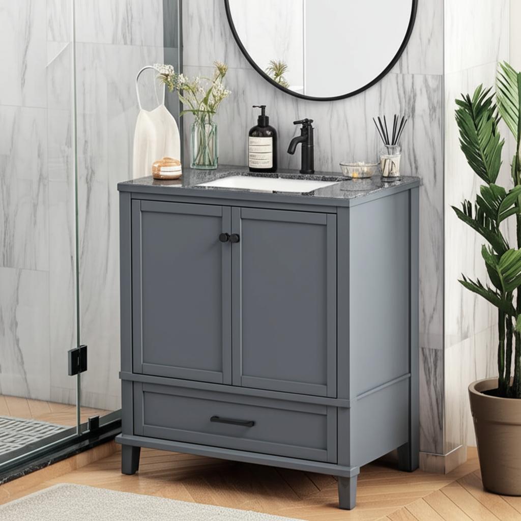 Home Decorators Collection Merryfield 30" Bathroom Vanity Cabinet in Dark Blue-Gray