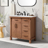 Home Decorators Collection Bellington 36 in. Single Sink Vanity in Almond Toffee with White Engineered Stone Top