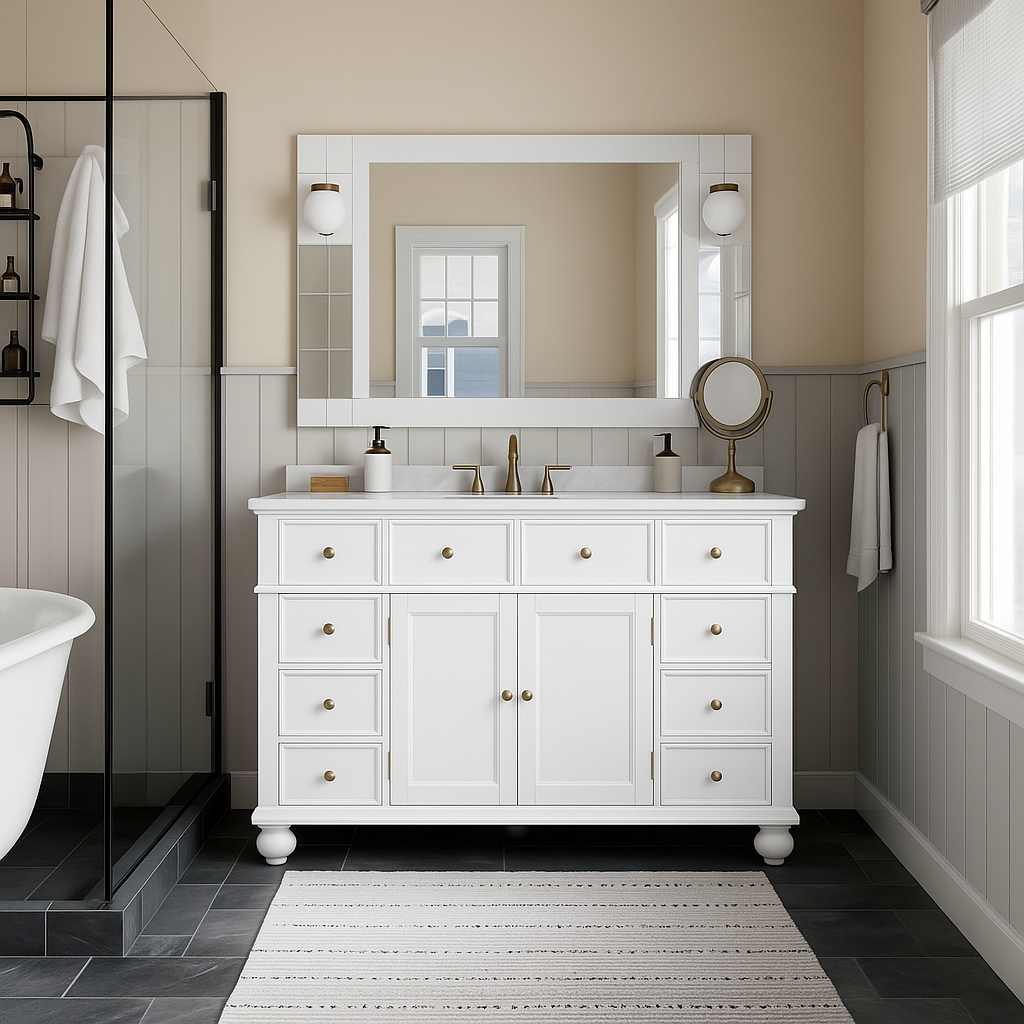 Home Decorators Collection Hampton Harbor 44" Single Sink Vanity with White Marble Top