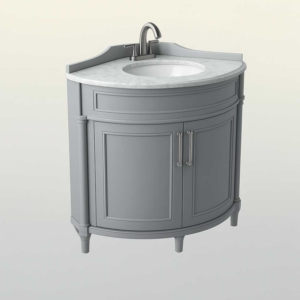 Home Decorators Collection Aberdeen 32-inch Corner Bathroom Vanity with Carrara Marble Top