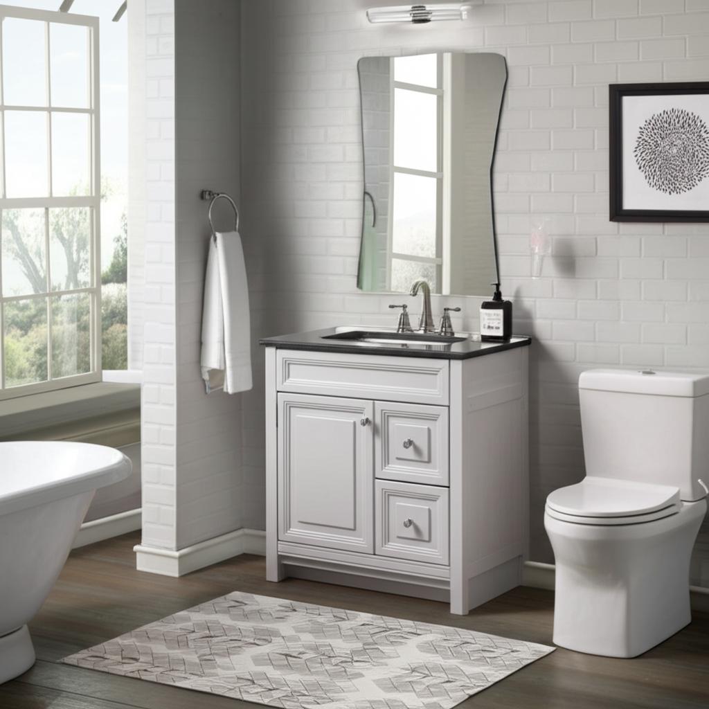 Home Decorators Collection Brinkhill 30-Inch Cream Bathroom Vanity Cabinet