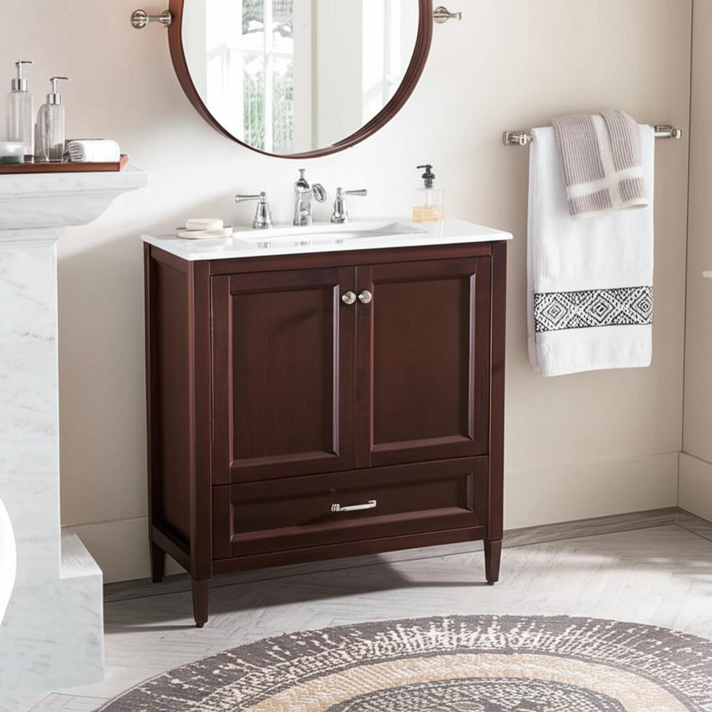 Home Decorators Collection Claxby 30-Inch Chocolate Bathroom Vanity Cabinet