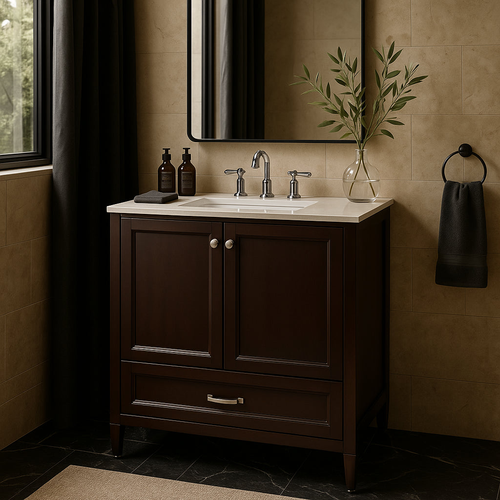 Home Decorators Collection Claxby 30-Inch Chocolate Bathroom Vanity Cabinet