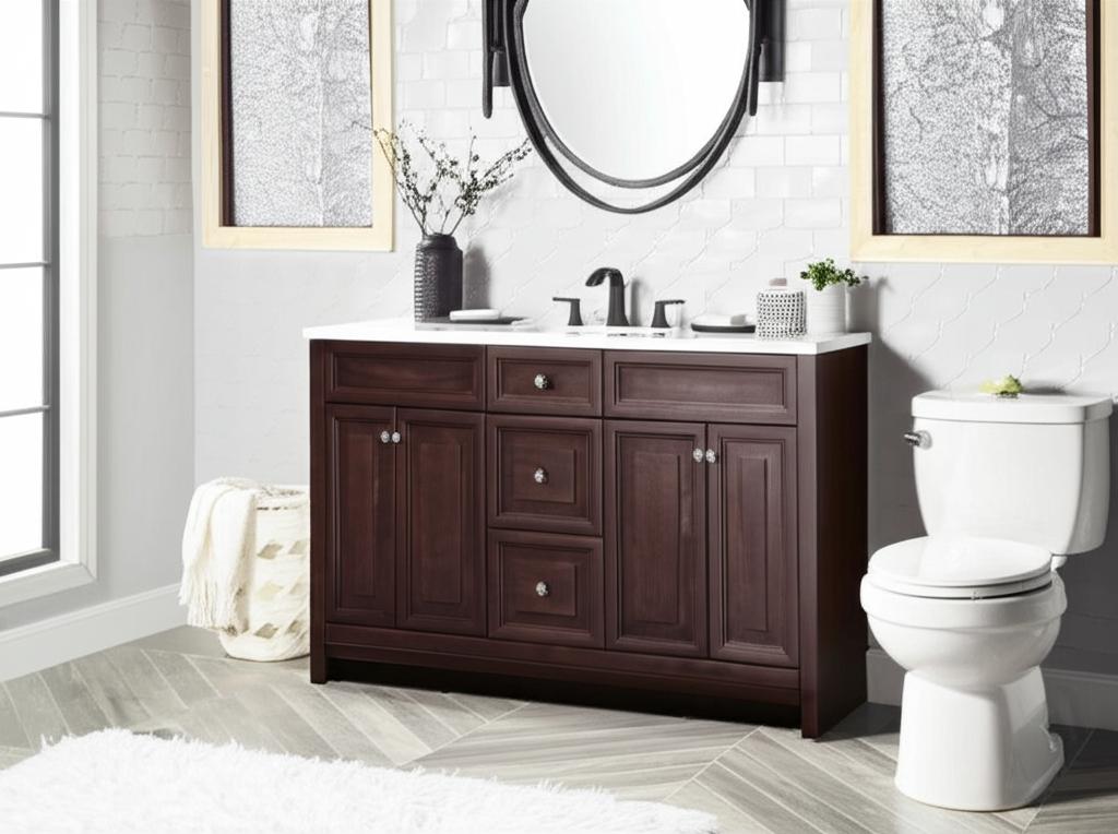 Home Decorators Collection Brinkhill 60-Inch Chocolate Bathroom Vanity