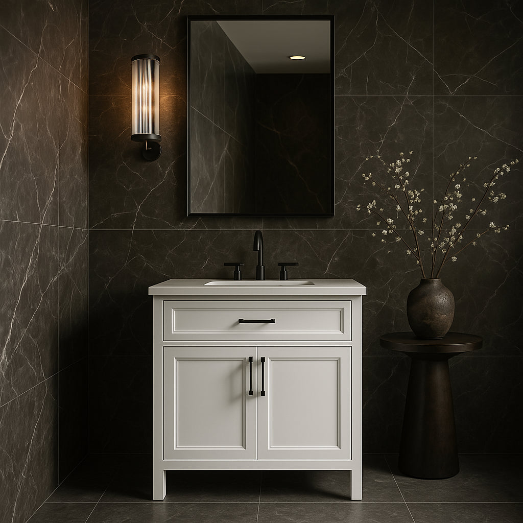 Home Decorators Collection Mayfield 36-Inch White Bathroom Vanity with Cultured Marble Top