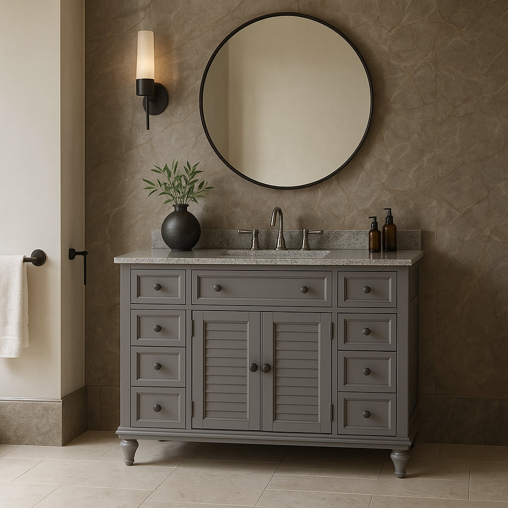 Home Decorators Collection Hamilton 49 in. Gray Vanity with Granite Top