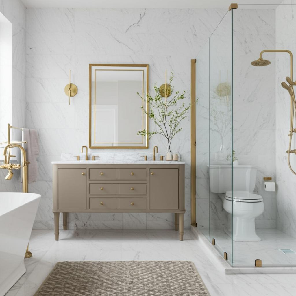 Home Decorators Collection Collette 60" Double Sink Vanity with Carrara Marble Top