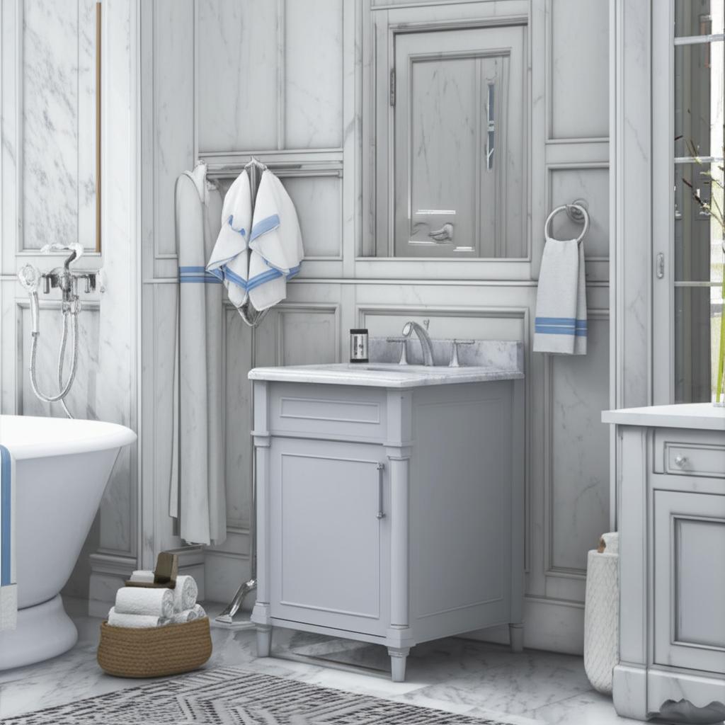 Home Decorators Collection Aberdeen 24-inch Dove Gray Bathroom Vanity with Carrara Marble Top