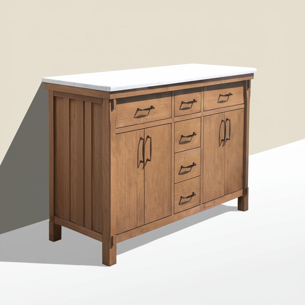 Home Decorators Collection Bellington 60 in. Double Sink Vanity in Almond Toffee with White Engineered Stone Top