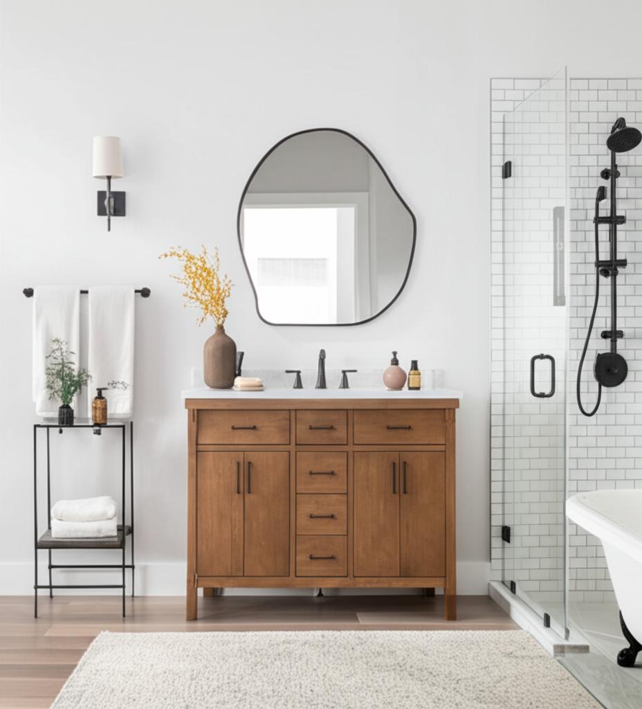 Home Decorators Collection Bellington 60 in. Double Sink Vanity in Almond Toffee with White Engineered Stone Top