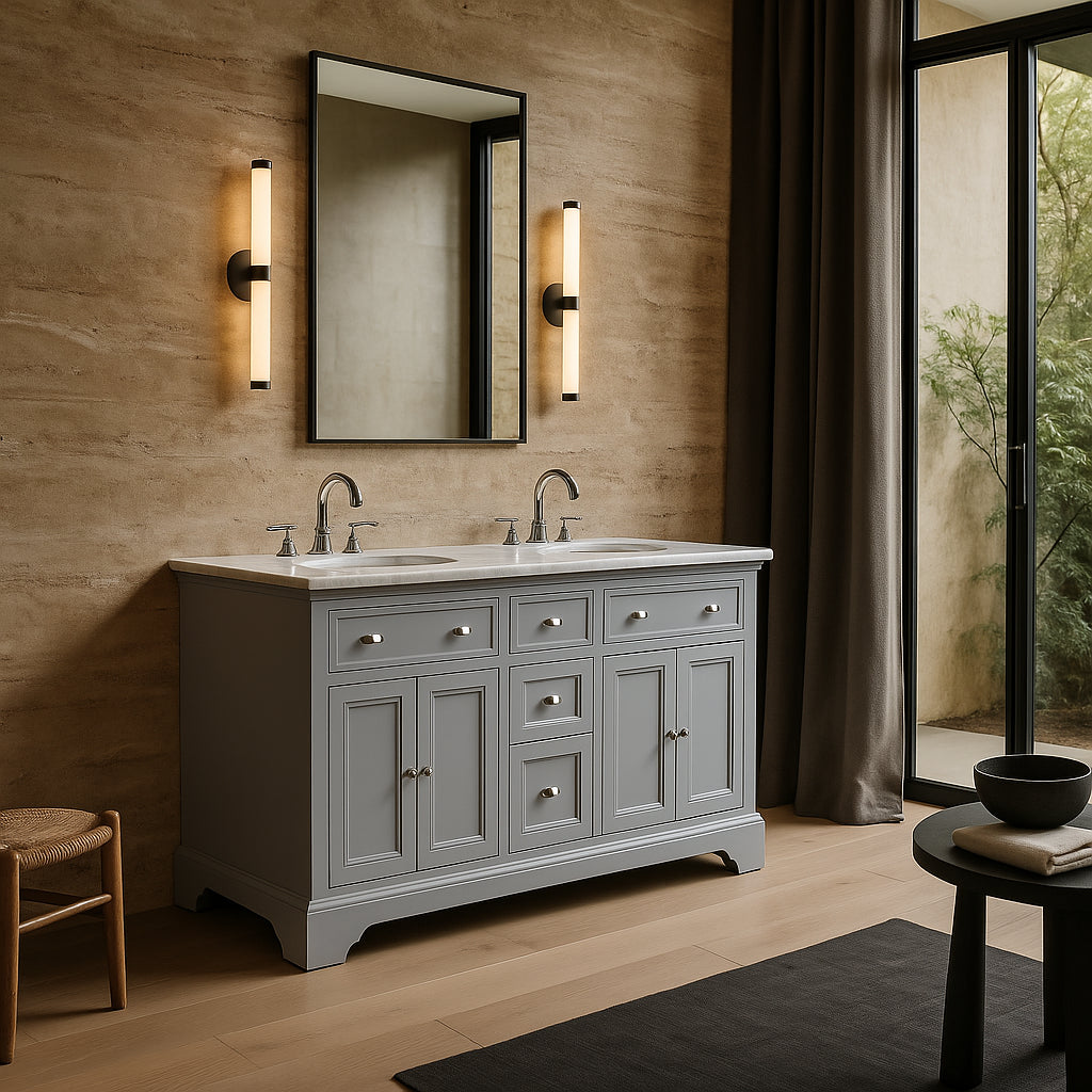 Home Decorators Collection Sadie 67" Double Sink Gray Bath Vanity with Marble Top