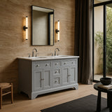Home Decorators Collection Sadie 67" Double Sink Gray Bath Vanity with Marble Top