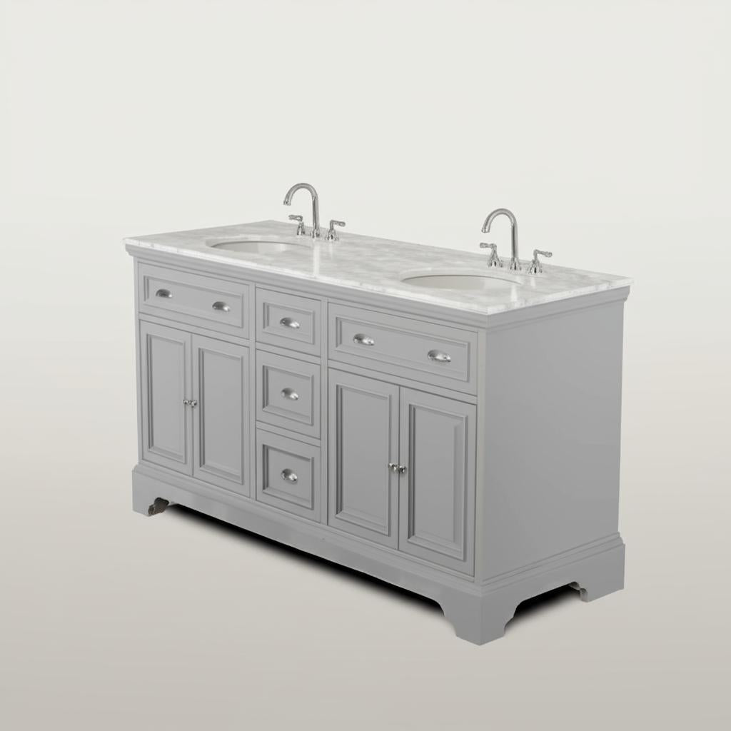 Home Decorators Collection Sadie 67" Double Sink Gray Bath Vanity with Marble Top