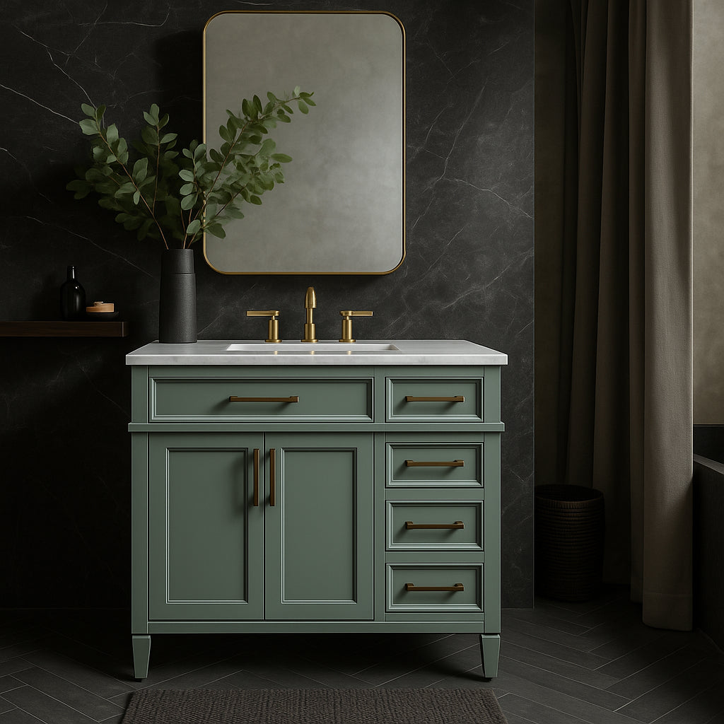 Home Decorators Collection Caville 42-inch Sage Green Vanity with Carrara Marble Top