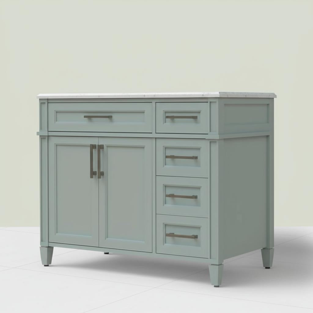 Home Decorators Collection Caville 42-inch Sage Green Vanity with Carrara Marble Top