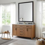 Home Decorators Collection Caville 60" Double Sink Vanity in Almond Latte with Carrara Marble Top