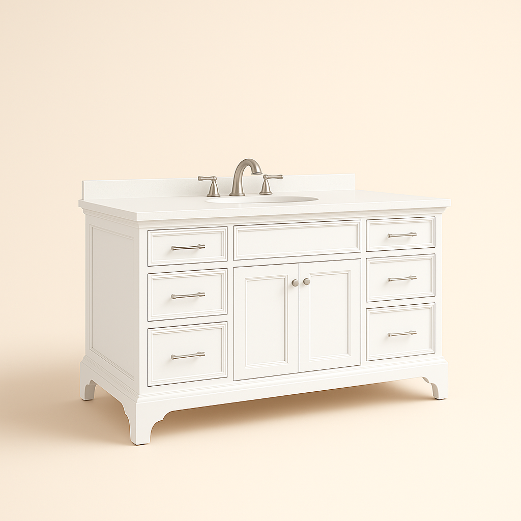 Home Decorators Collection Mara 60-inch Single Sink Vanity in White with Engineered Stone Top