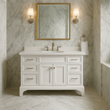 Home Decorators Collection Mara 60-inch Single Sink Vanity in White with Engineered Stone Top