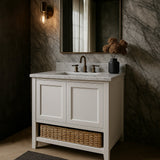 Home Decorators Collection Newhall 30" Single Sink White Bath Vanity with Engineered Marble Top