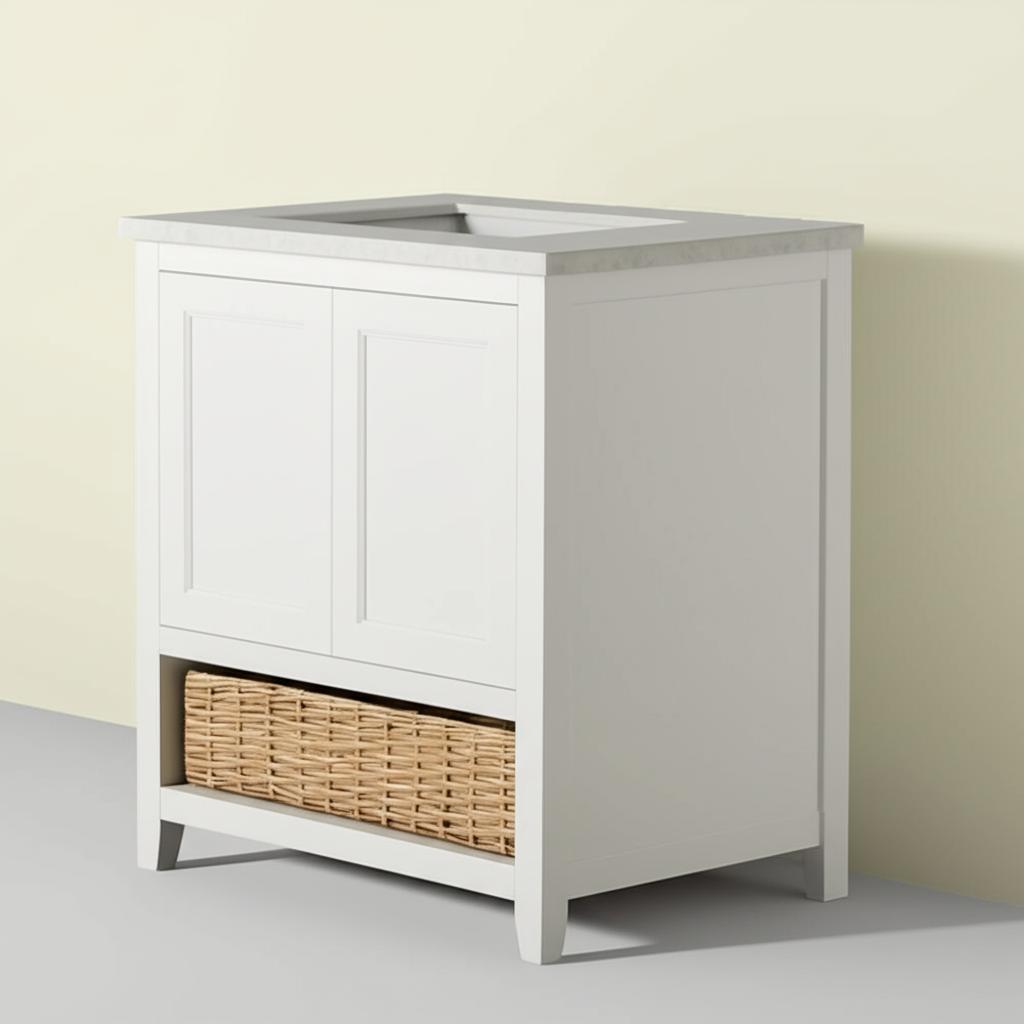 Home Decorators Collection Newhall 30" Single Sink White Bath Vanity with Engineered Marble Top