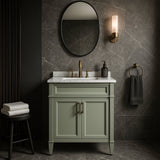 Home Decorators Collection Caville 30-inch Sage Green Vanity with Carrara Marble Top