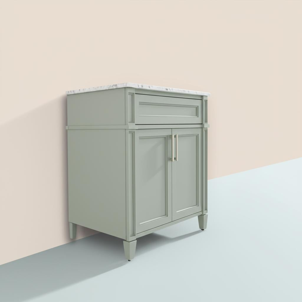 Home Decorators Collection Caville 30-inch Sage Green Vanity with Carrara Marble Top