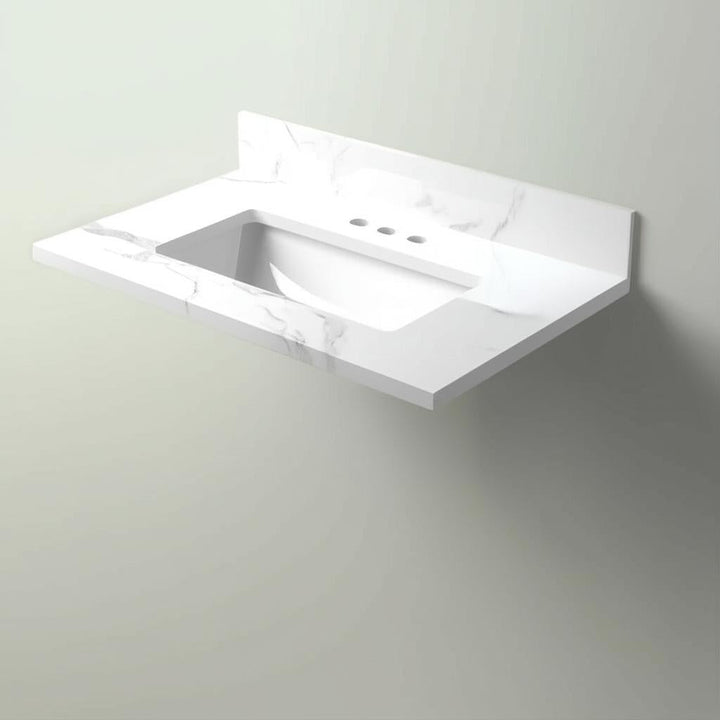 Home Decorators Collection Calacatta White Vanity Top with Rectangular Sink