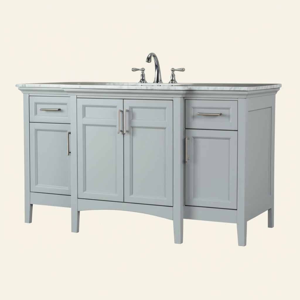Home Decorators Collection Sassy 60" Dove Gray Vanity with Carrara Marble Top
