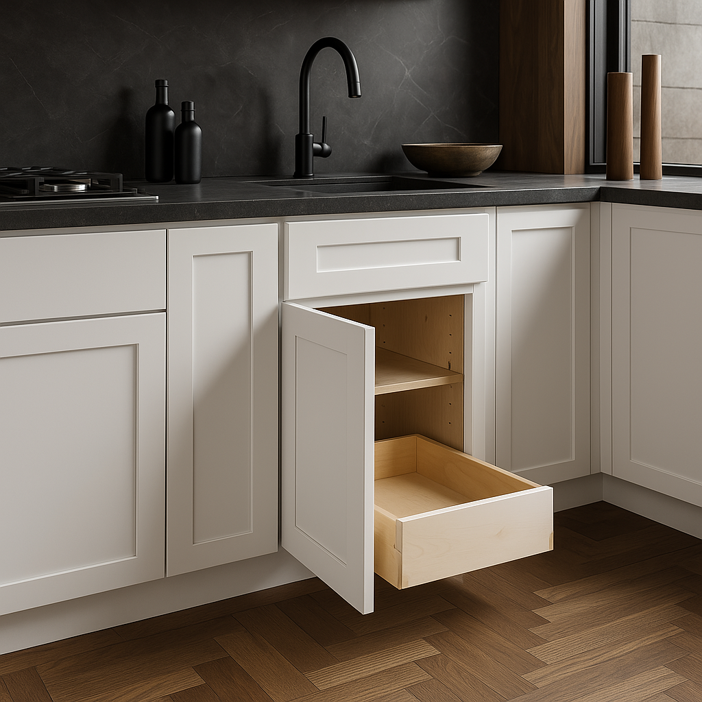 Home Decorators Collection Newport 21 in. W x 24 in. D x 34.5 in. H Assembled Plywood Base Kitchen Cabinet in Pacific White with Soft Close LH