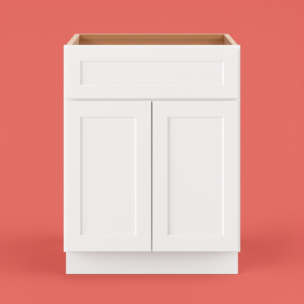 Home Decorators Collection Newport 27 in. W x 24 in. D x 34.5 in. H Assembled Plywood Base Kitchen Cabinet in Pacific White with Soft Close