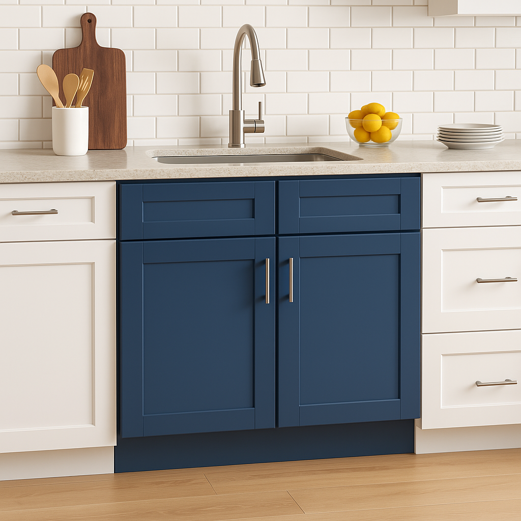 Home Decorators Collection Washington Vessel Blue Shaker Base Kitchen Cabinet