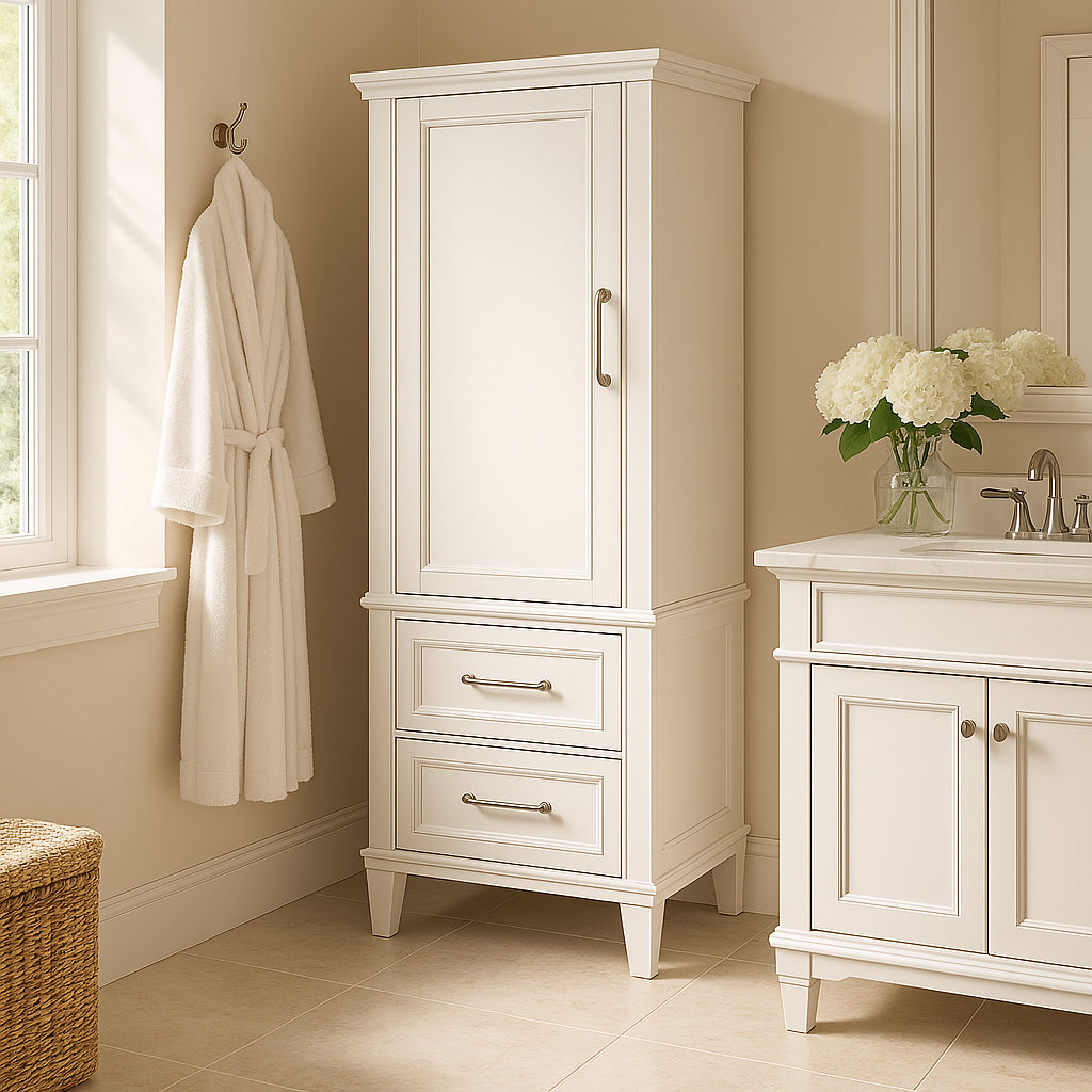 Home Decorators Collection Aberdeen White Linen Storage Cabinet