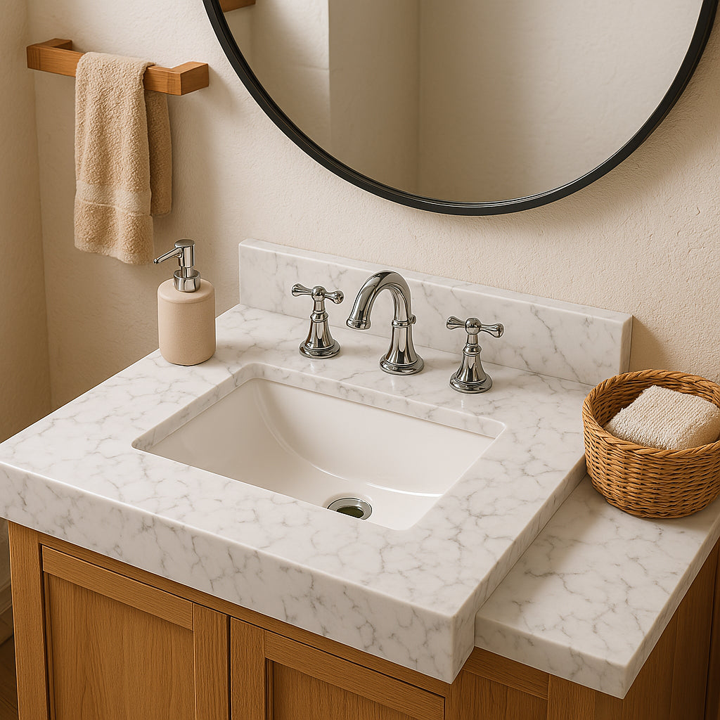 Home Decorators Collection 25-inch Cultured Marble Vanity Top in Pulsar with White Sink