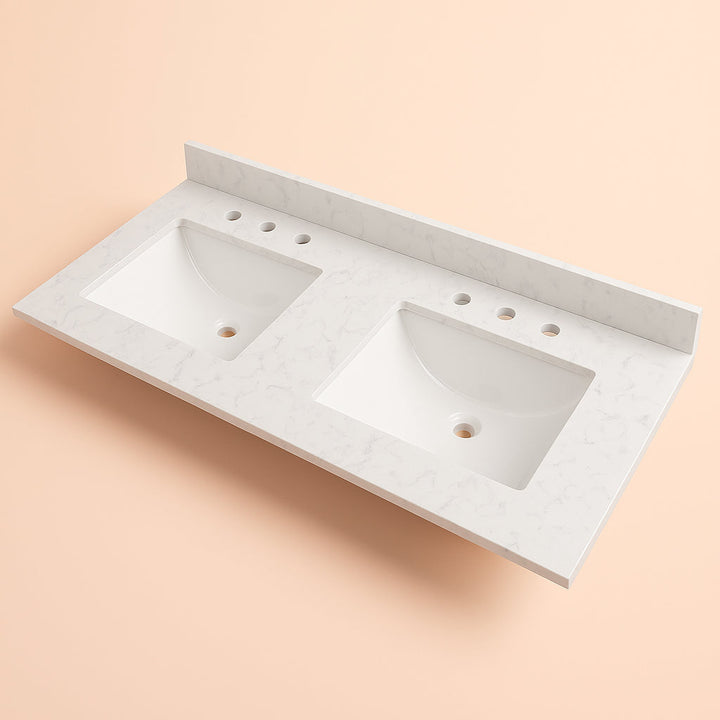 Home Decorators Collection 61-inch Rustic Gold Double Vanity Top with White Sinks