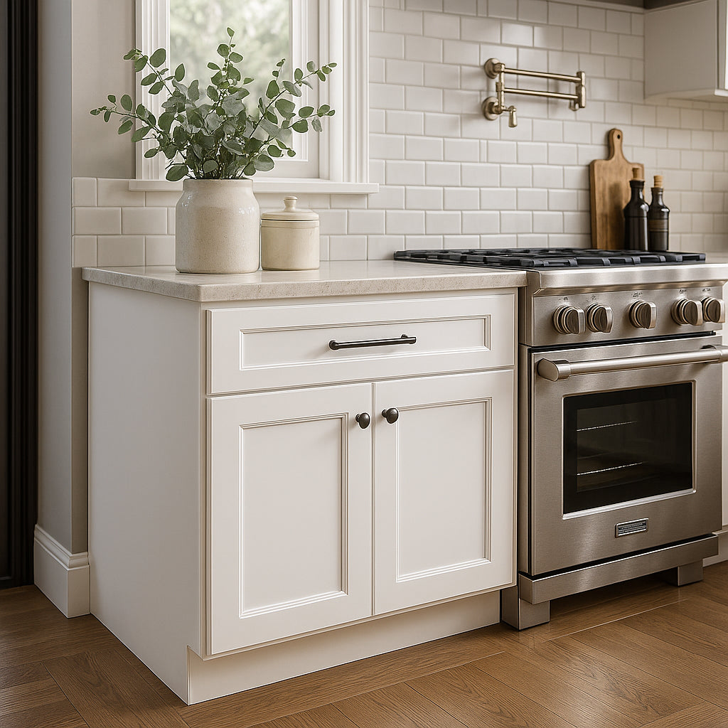 Home Decorators Collection Newport 24 in. W x 24 in. D x 34.5 in. H Assembled Plywood Base Kitchen Cabinet in Pacific White with Utility Soft Close
