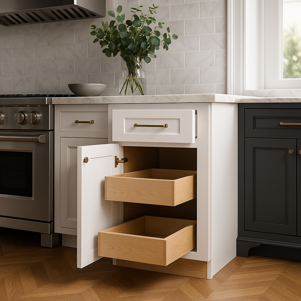 Home Decorators Collection Grayson 18 in. W x 24 in. D x 34.5 in. H Assembled Plywood Base Kitchen Cabinet in Pacific White