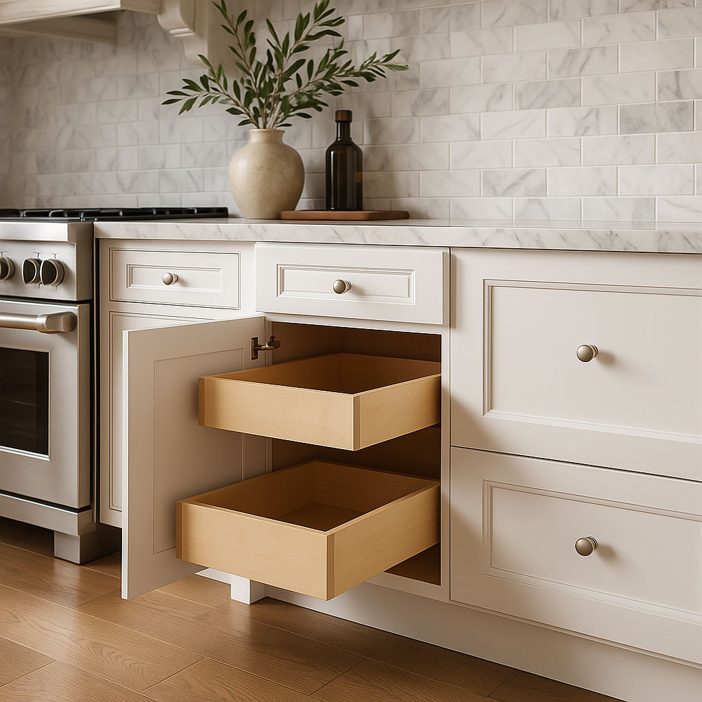 Home Decorators Collection Grayson 21 in. W x 24 in. D x 34.5 in. H Assembled Plywood Base Kitchen Cabinet in Pacific White with Soft-Close RH