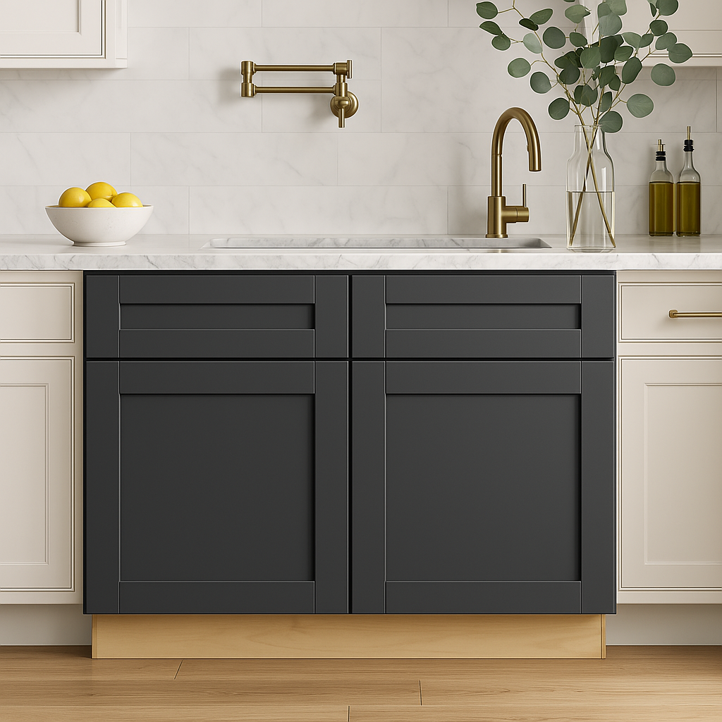Home Decorators Collection Washington 33" Onyx Kitchen Base Cabinet with Soft-Close