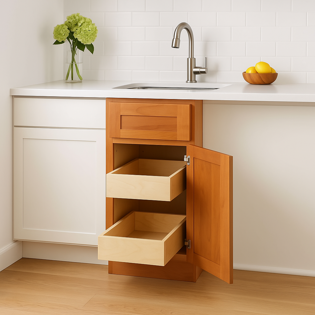 Home Decorators Collection Newport 12 in. W x 24 in. D x 34.5 in. H Assembled Plywood Base Kitchen Cabinet in Cinnamon