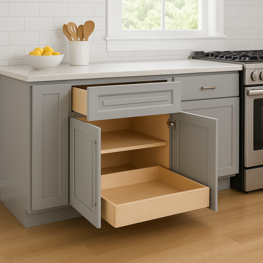 Home Decorators Collection Grayson Pearl Gray Soft Close Base Kitchen Cabinet